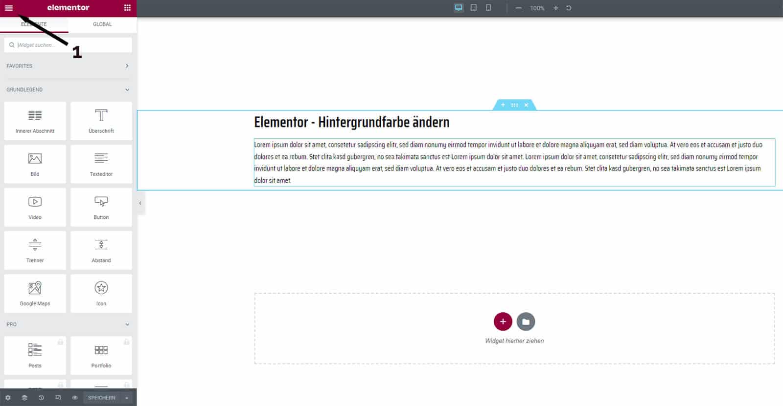 Elementor - Hintergrundfarbe ändern in den Website Einstellungen