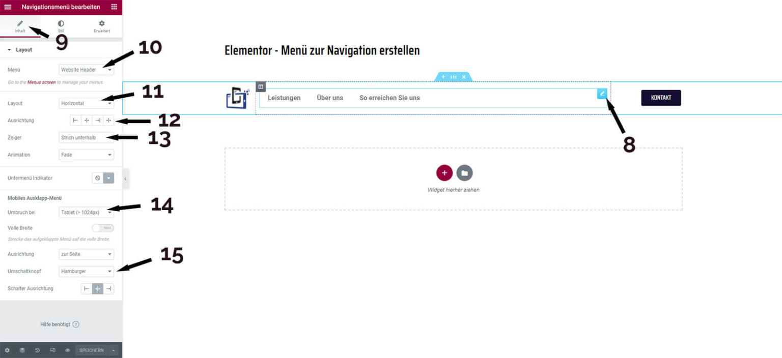 Elementor Menü erstellen und einbinden - So geht's