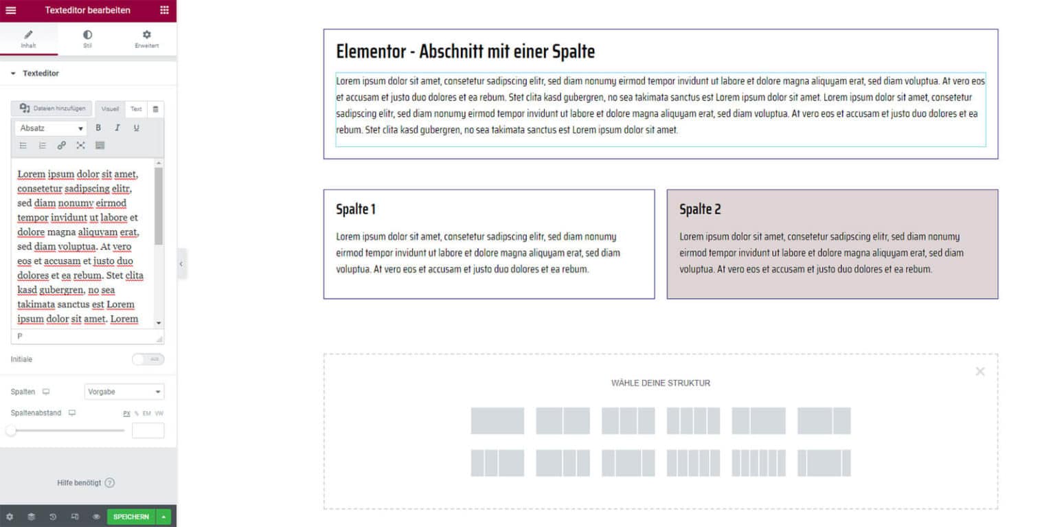 Elementor Abschnitte und Spalten - Verständlich erklärt