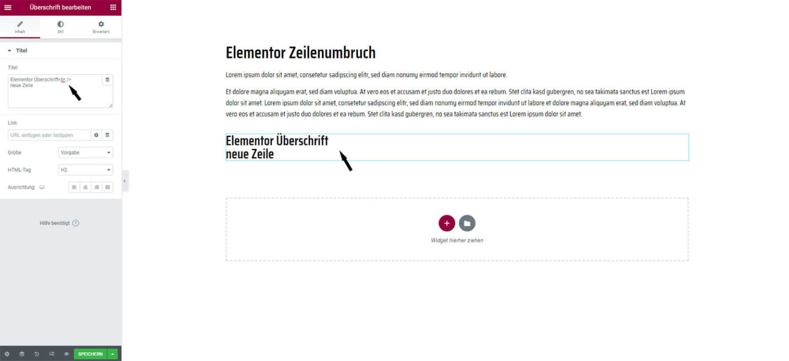Elementor Zeilenumbruch So geht's in (fast) allen Widgets