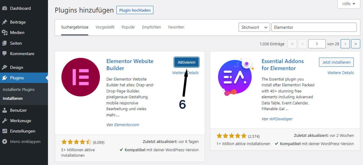 WordPress Elementor installieren - Schritt 4