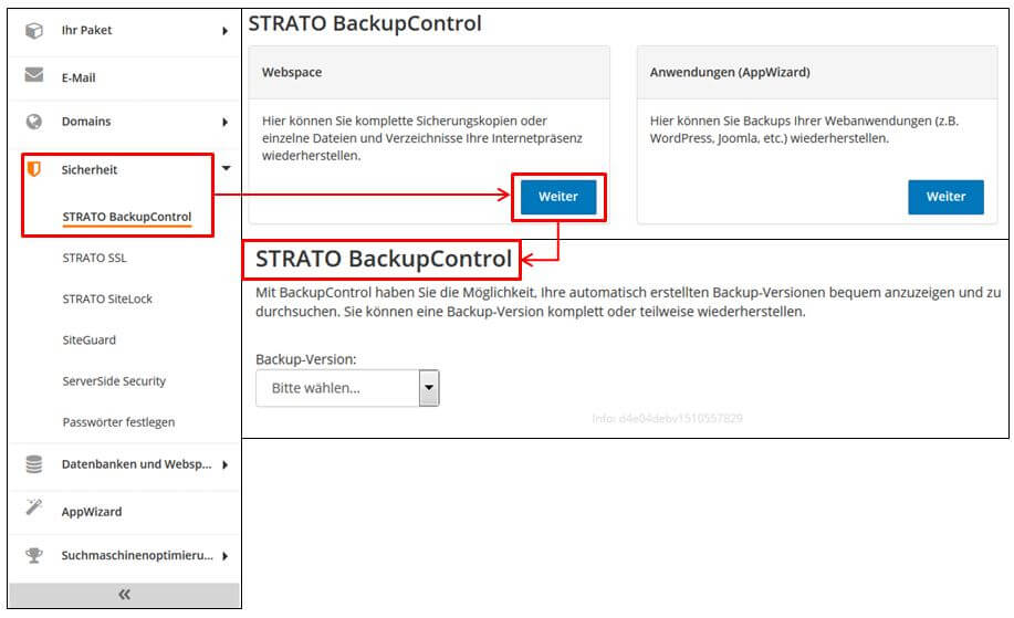 Strato WordPress Backup