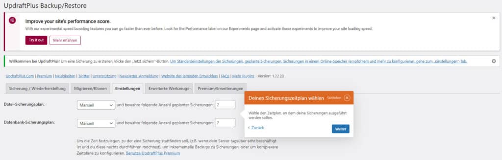 WordPress Backup Plugin Updraft Plus Anleitung