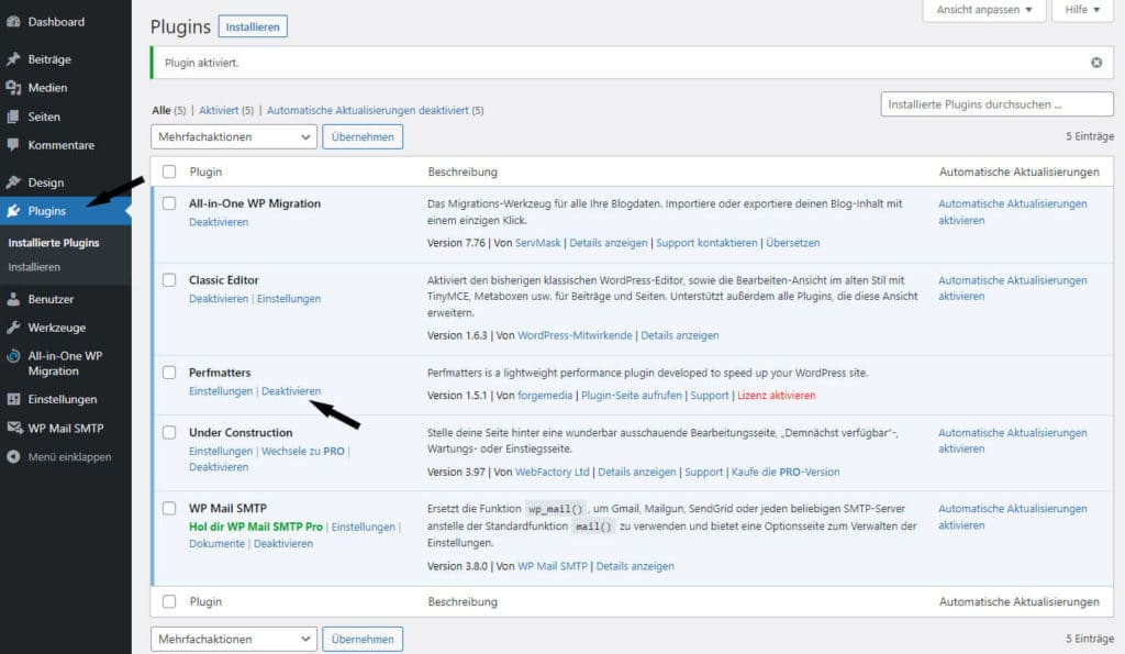 WordPress Plugin deaktivieren So gehts direkt und per FTP