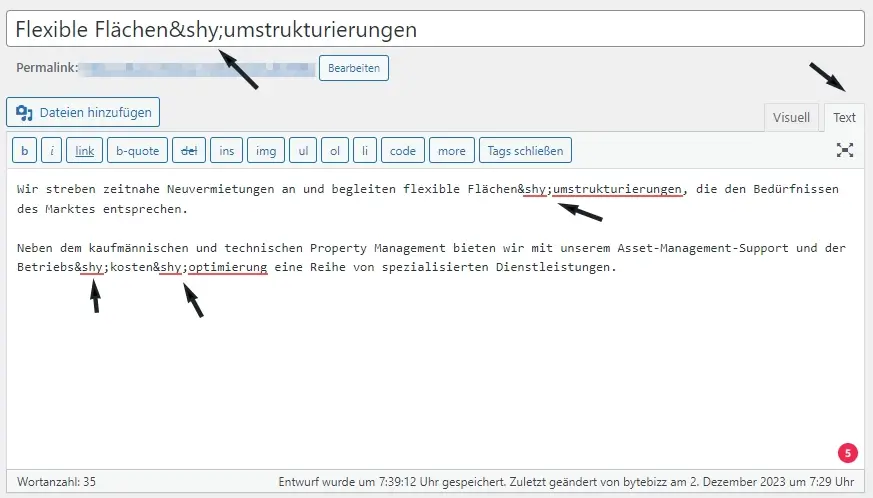 Silbentrennung im WordPress Fließtext